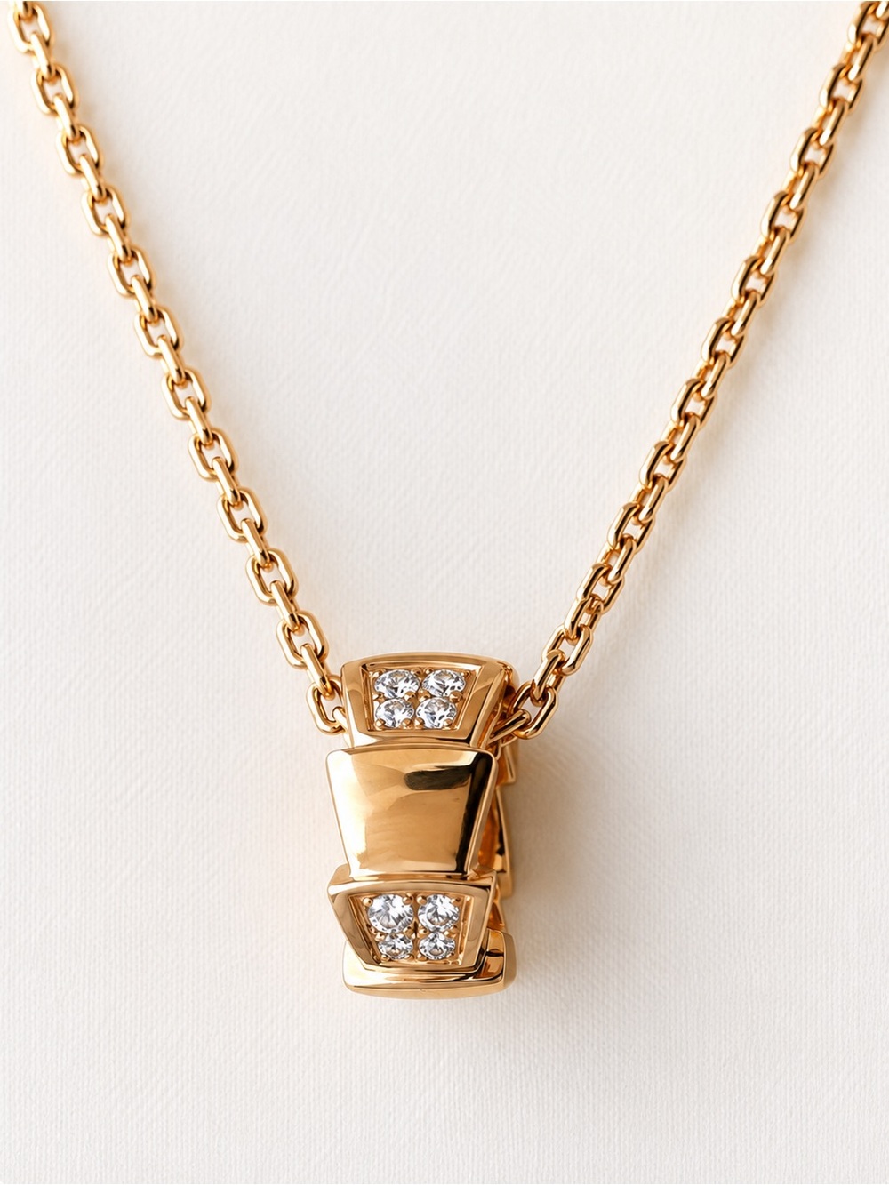 BVLGARI Serpenti Viper 18K Rose Gold Diamond Necklace Ref. 355254